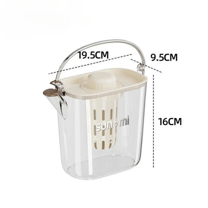 Beverage Dispenser 1200ml Teapot with Spigot Juice Water Pitcher Manual Cold Kettle for Lemonade Fridge Camping Garden Kitchen