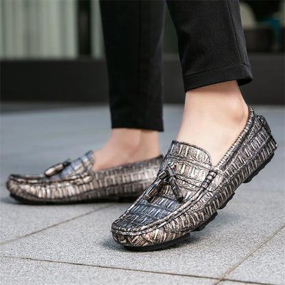 Men's Leather Tassel-Detailed Loafers, Men's Daily Casual Slip-On Footwear, Men's Reinforced Heel Slip-Proof Footwear Loafers