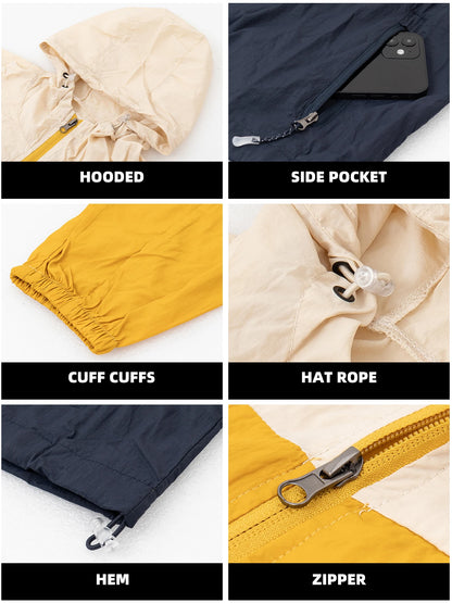 Men's UV-protective Jacket Breathable Thin Lightweight Coat Spring/Summer Hooded Sports Outerwear Waterproof Clothing