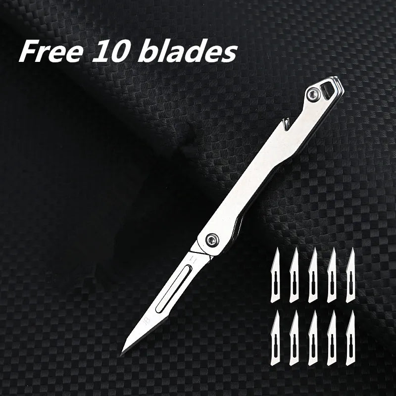 Mini Sharp Folding Art Knife with Replaceable Blade, Portable Unboxing Knife, Paper Cutting Knife, Outdoor Portable Keychain