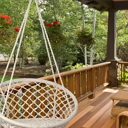 Woven Hanging Chair with Backrest for Indoor & Outdoor | Swing Chair for Garden, Patio, Balcony | Portable Nest Basket