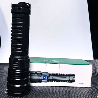 10000LM Most Powerful Led Flashlights Tactical 15000mah Built-in Battery 800W Flash Light Emergency Spotlights 4km Holiday Gifts