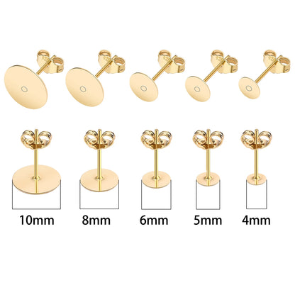 50pcs/Bag 925 Silver Stainless Steel Earring Studs Blank Post Base Pins With Earring Plug Findings Ear Back For Jewelry Making