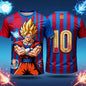 Summer 2026 Dragon Ball Wukong "Super Barcelona 10" Football Theme 3D Print Breathable Quick Drying T-shirt Adult Parent Top