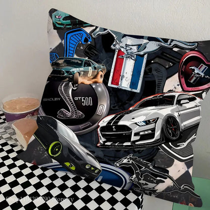 1pc Car Fashion F-Ford M-MustangS Logo  Pillow Bedroom Sofa Leisure Comfort Cushion Car Living Room Home Decoration