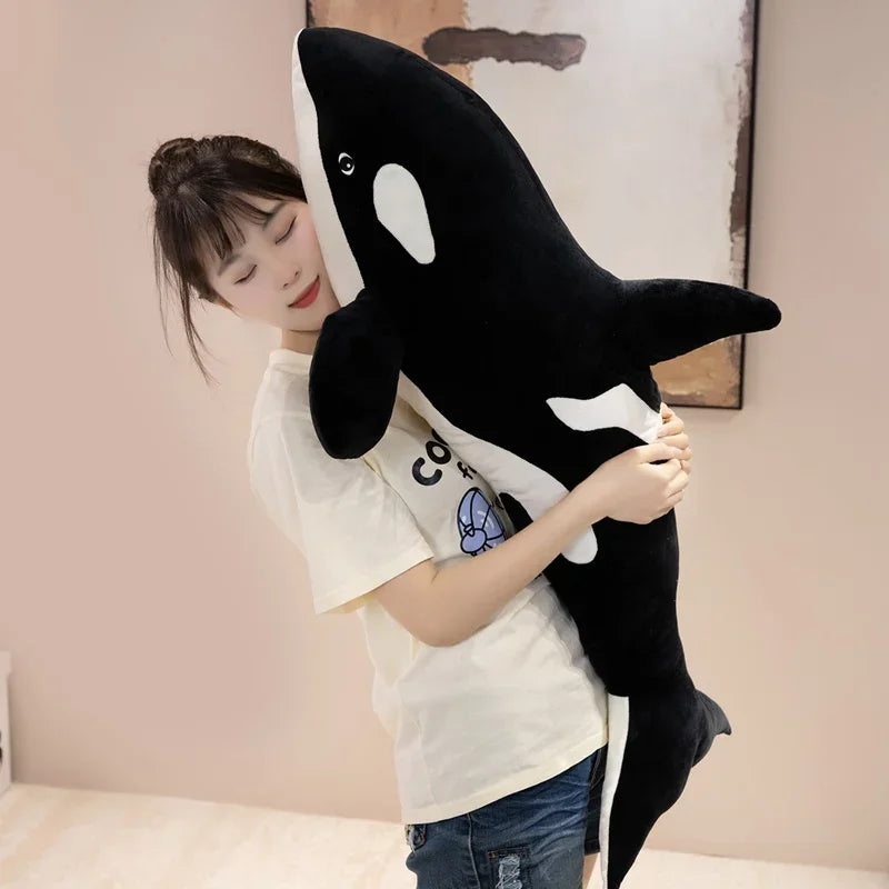 Giant Large Size Orca Killer Whale Plush Pillow Soft Stuffed Ocean Animal Doll Big Orca Plushie for Sleeping Hugging Pillow Home