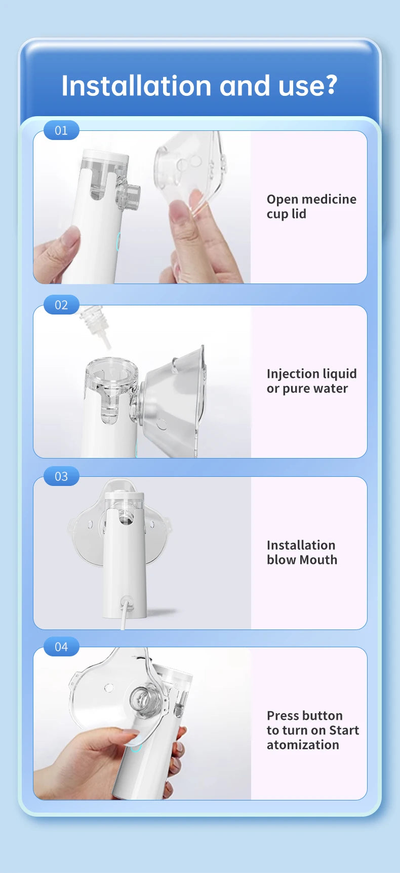 Mini Silent Mesh Nebulizer Medical Grade Ultrasonic Atomizer Efficient Nasal Inhaler Health Care Device For Children Adults