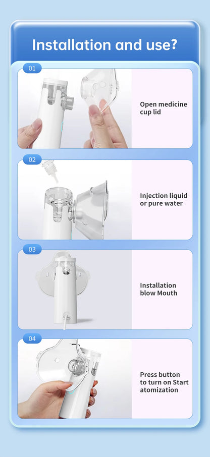 Mini Silent Mesh Nebulizer Medical Grade Ultrasonic Atomizer Efficient Nasal Inhaler Health Care Device For Children Adults