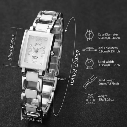 Fashion Rectangle Women Quartz Watch Ladies Alloy Strap Analog Wristwatches Reloj Mujer Girls Clock Gift(Without Box)