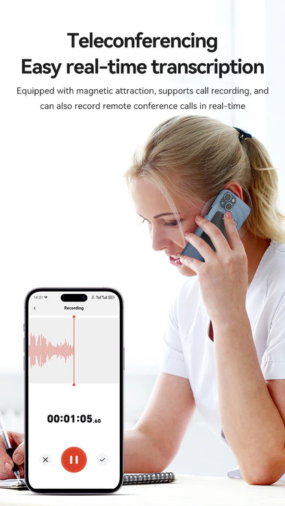 AI Powerd ChatGPT-4 App Phone Call Mini Audio Voice Recorder Espia Transcribe Summarize 58Language Translator Audio Dictaphone