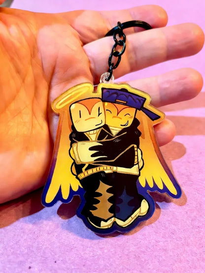 Brandon Works RBLX Arg Brandon and Ozolog1 Double-Sided Acrylic Keychain / Cartoon game Character pendant