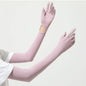 56.5CM Women Summer Ice Silk Sunscreen UV Protection Long Clamshell Gloves Elasticity Antiskid Quick Drying UPF 50+ Adjustable