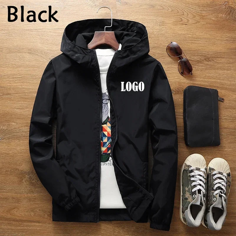 Customized Travel Team Zipper Jacket, Men's and Women's Hooded Unisex UV Resistant Waterproof Jacket, Outerwear, Spring, Summer,