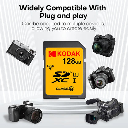 KODAK C10 SD Card C10 High Speed Flash Cards 32GB 64GB 128GB SDXC SDHC Class 10 Memory Card For DSLR Camera