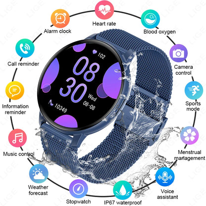 LIGE Nowy 1,38-calowy Smartwatch Zdrowotny Damski Połączenia Bluetooth Smartwatch Męski Monitorowanie Tętna Bransoletka Sportowa Odtwarzacz Muzyki 2026