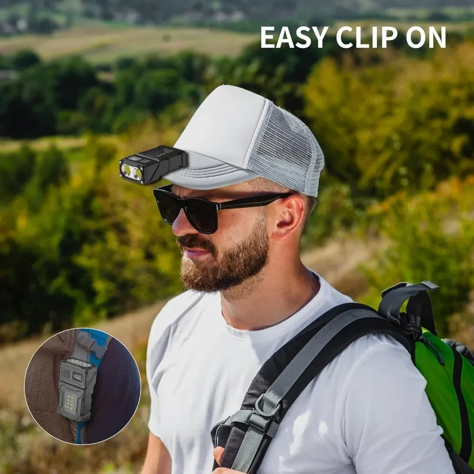 COB+XPE Dual Light Flashlight, 1200LM Adjustable Head with Magne t& Clip,USB Rechargeable Mini Work Light for Camping Hiking EDC