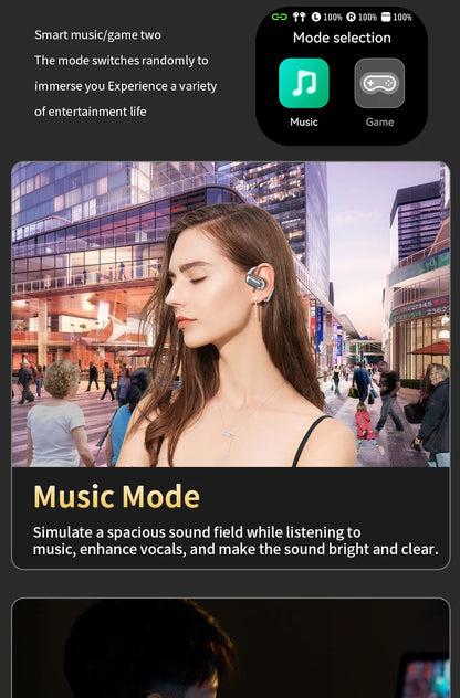 AI Translating Earbuds Real-time 144 Languages Translation Earphone Touch LCD Screen OWS Open Ear Wireless Headphone HiFi Stereo