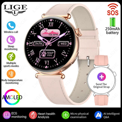 Smartwatch zdrowotny klasy pielęgniarskiej dla kobiet z ekranem AMOLED HD, wodoodpornością IP68, ciśnieniem krwi, połączeniami BT – modny zegarek dla kobiet