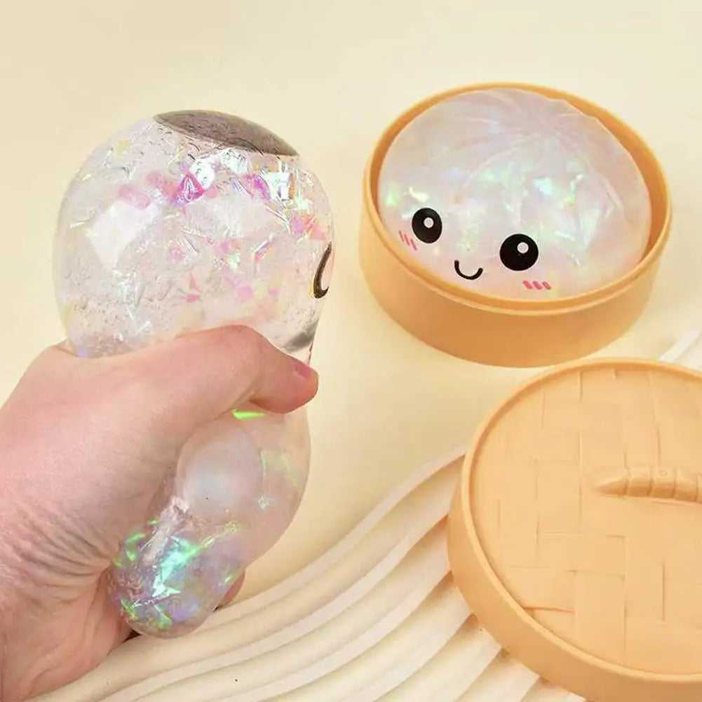 Simulation Flash Dumpling Pressure Ball Slow Rebound Soft Pinch Decompression Squishy Stress Relief Balls with Steamer