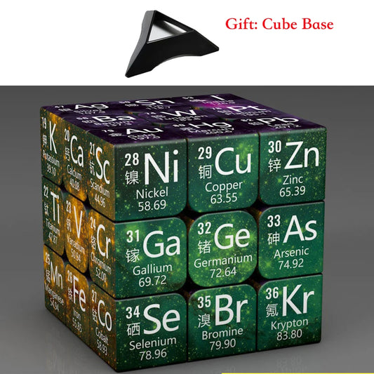 3x3x3 Magic Puzzle Cube Math Chemistry Element Physical Kids Puzzle Cube with Base Magico Cubo Children's Gifts Educational Toys