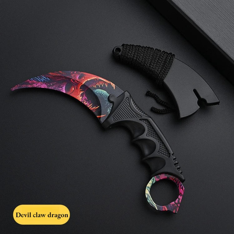 24styles Skin Karambit Precision Die Casting Stainless Steel Model Safety Outdoor Coaplay Claw Knives Collectible Game Toys Boys