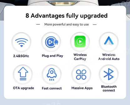 CarlinKit 5.0 & 4.0 Wireless Android Auto Wireless CarPlay Adapter Online Upgrade Plug And Play 2.4G&5Ghz Connect CarPlay Ai Box
