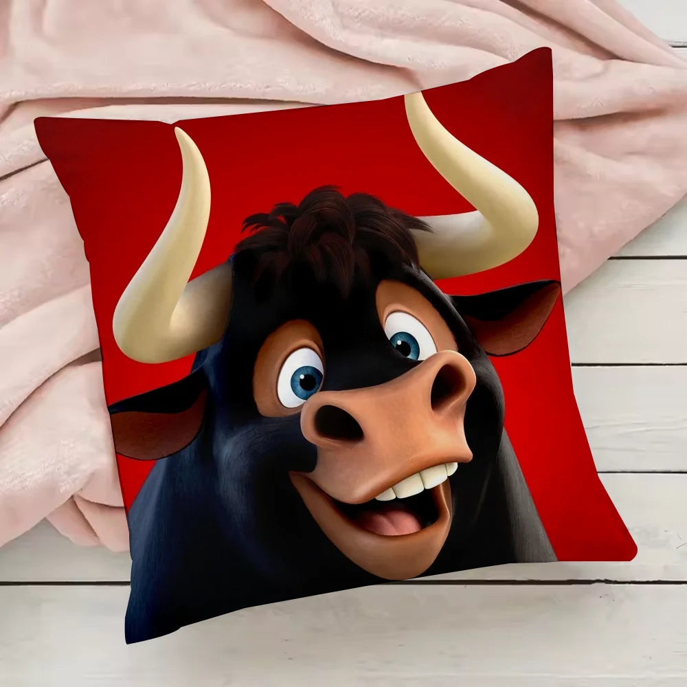 Cute Cartoon Ferdinand Pillow Case Pillowcase Anti-dustmite Pillow Invisible zipper silky short plush Sofa cushion cover