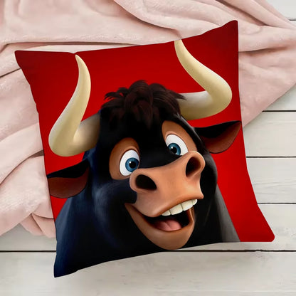 Cute Cartoon Ferdinand Pillow Case Pillowcase Anti-dustmite Pillow Invisible zipper silky short plush Sofa cushion cover