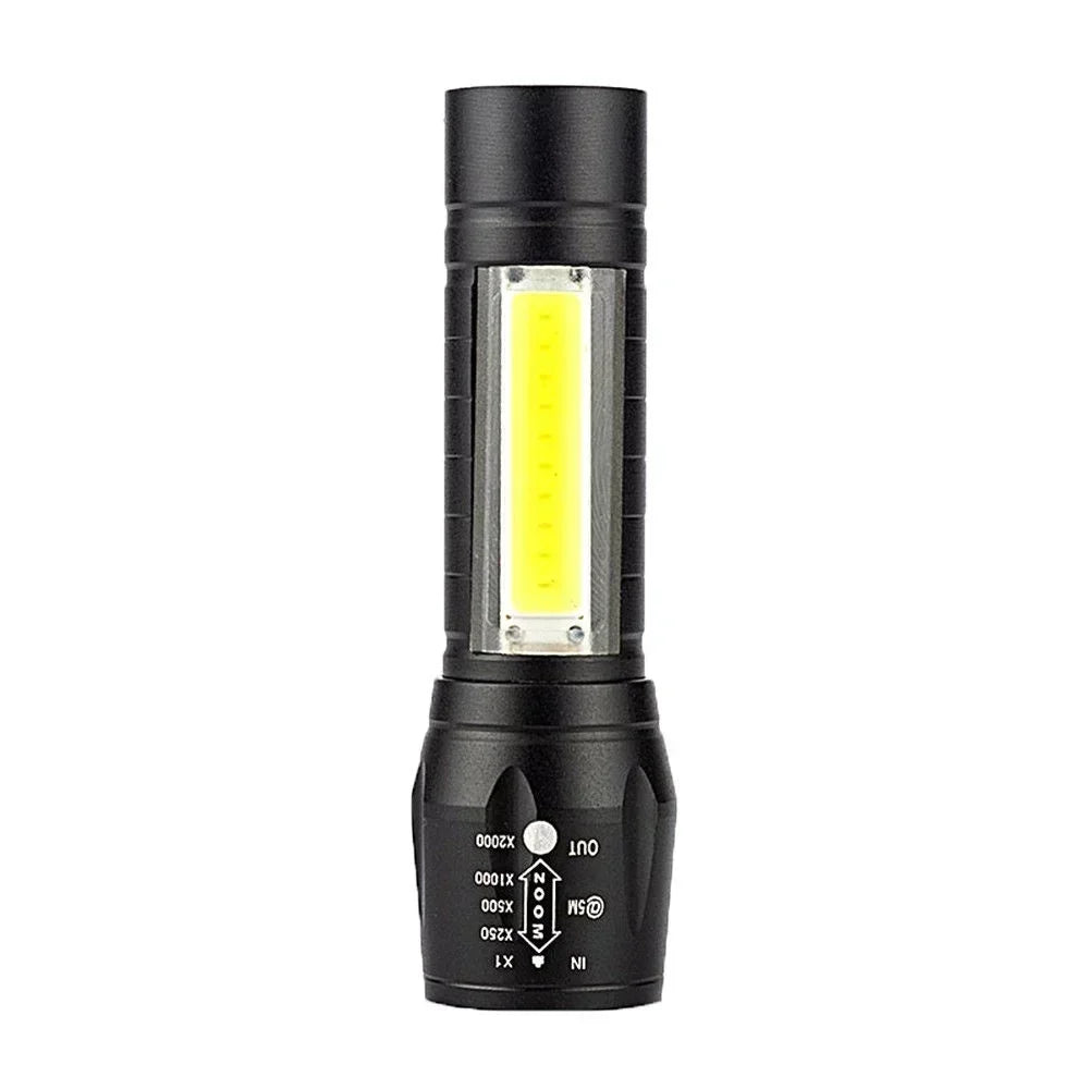BALDR Mini Rechargeable LED Flashlight COB+XPE Portable Torch Zoomable Light Tactical Flashlight outdoor Camping Fishing Lantern
