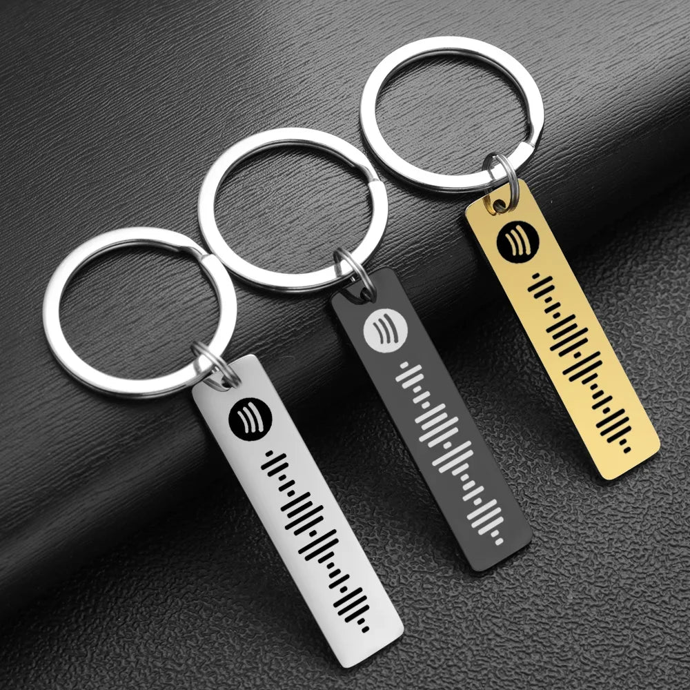 Personalized Spotify Code Keychains Music Keyrings Customized Scannable Song Name Key Rings Chains Best Gift for Car Couple P040