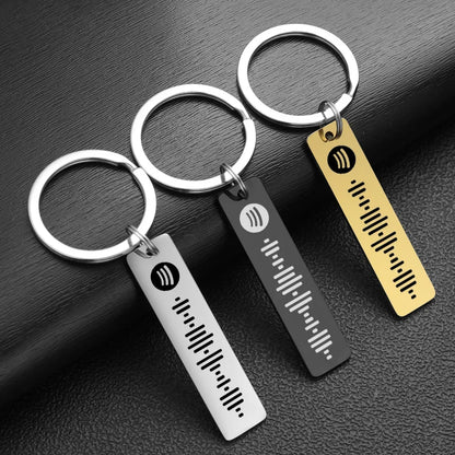 Personalized Spotify Code Keychains Music Keyrings Customized Scannable Song Name Key Rings Chains Best Gift for Car Couple P040