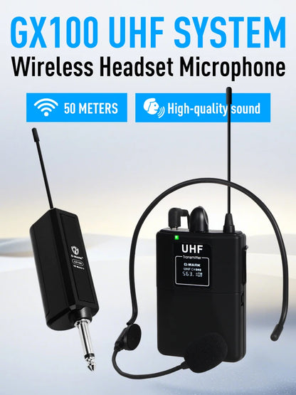 Wireless Transmitter System G-MARK GX100 Professional UHF headset Mic 50M For Party Show Stage Wedding Church