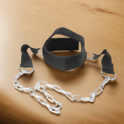 Gym Fitness Weight Bearing Cap Adjustable Neck Harness with Steel Chain Neck Trainer Neck Muscle Power Training