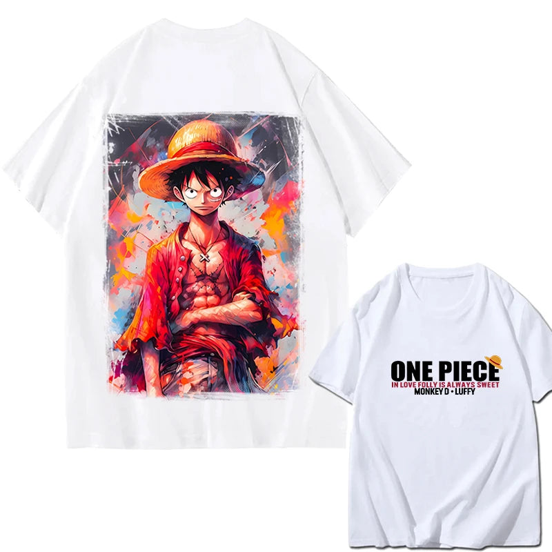 2026 New ONE PIECE Zoro Luffy Gear 5 Printed Short-sleeved Cotton T-shirt Summer Tide Pure Cotton Unisex Clothing