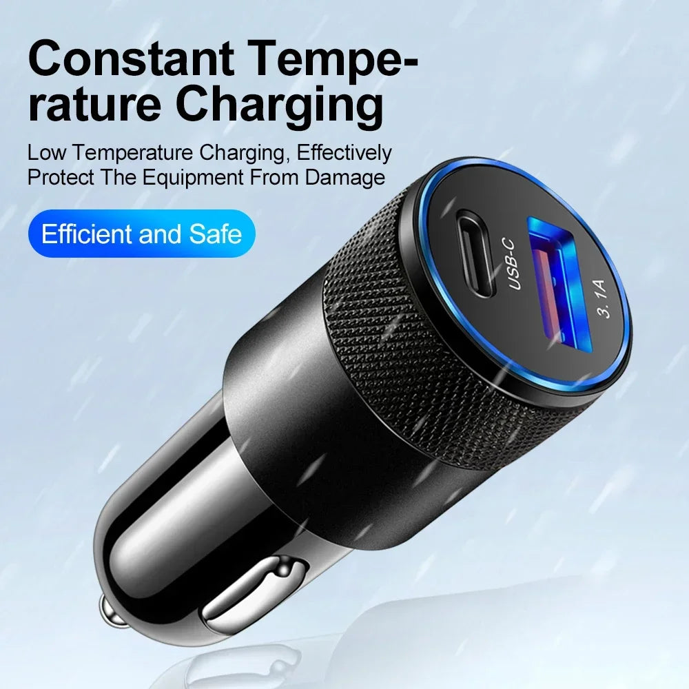 66W Car USB Adapter Fast Super Car Charger Cigarette Lighter PD USB Car Charger Auto Parts Accessories For iPhone Xiaomi Samsung