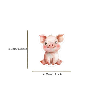 50PCS Watercolor Animal Stickers Cute Handbag Material Phone Case Laptop Water Cup Luggage Waterproof Stickers