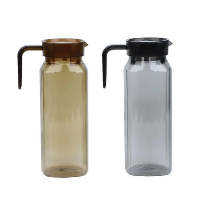 1.1L Large Capacity Ribbed Pitcher With Lid And Handle Transparent Water Jug Drink Storage Pot For Home And Office Use