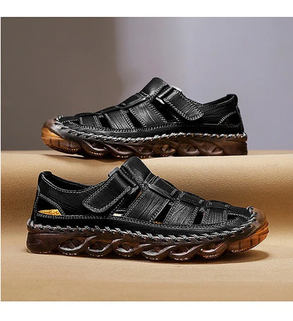Large Size Summer New Men's Beach Sandals Outdoor Casual Leather Bag Head Wear-resistant Breathable Men's Shoes