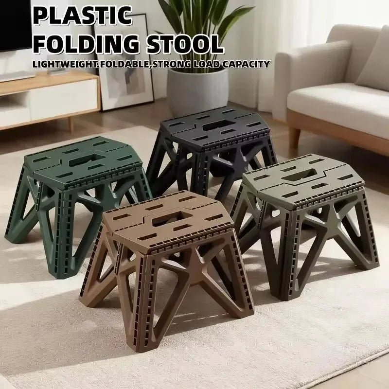 1Pc Portable Folding Camping Stool, Lightweight Foldable Seat for Hiking Beach Fishing Outdoor Use