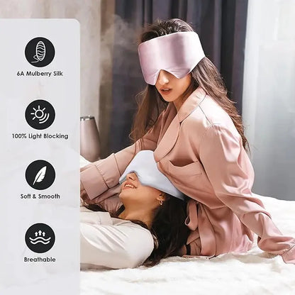 100% Sleeping Mask Mulberry Silk Eyepatch Blocking Light Eyemask Eyeshade Soft Padded Slaapmasker Travel Sleeping Aid