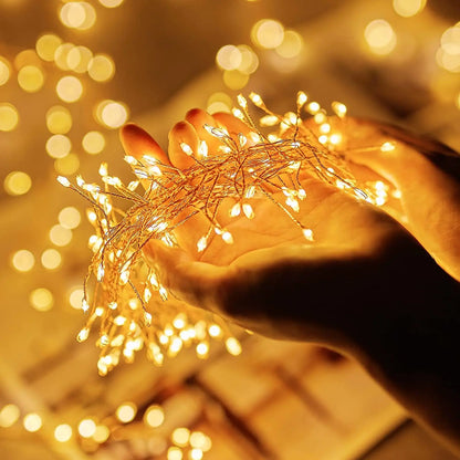 USB Power LED Firecracker String Lights Remote Control Garland Fairy Lights for Wedding Party Garden Plants Christmas Decoration