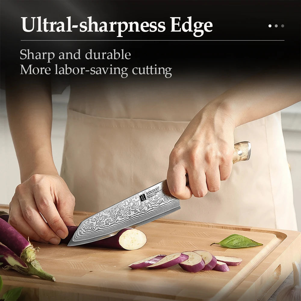 XINZUO 5.8 Inches Bunka Knife 67 Layers Damascus Steel Stainless Steel Ergonomically Designed Handle With Delicate Gift Box
