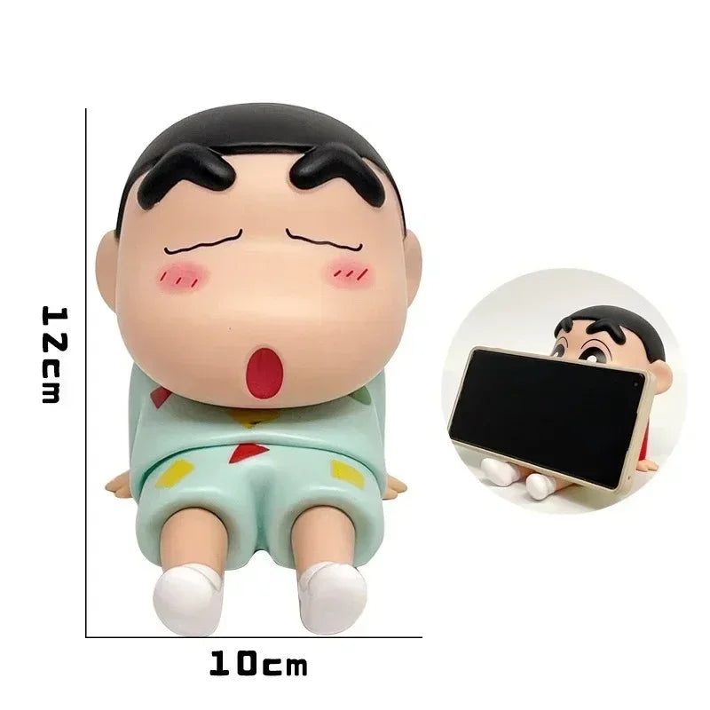 Crayon Shin-Chan Anime Figure Phone Holder Kawaii Desktop Ornaments Phone Support Mini GK Collection Decoration Toys Girls Gifts