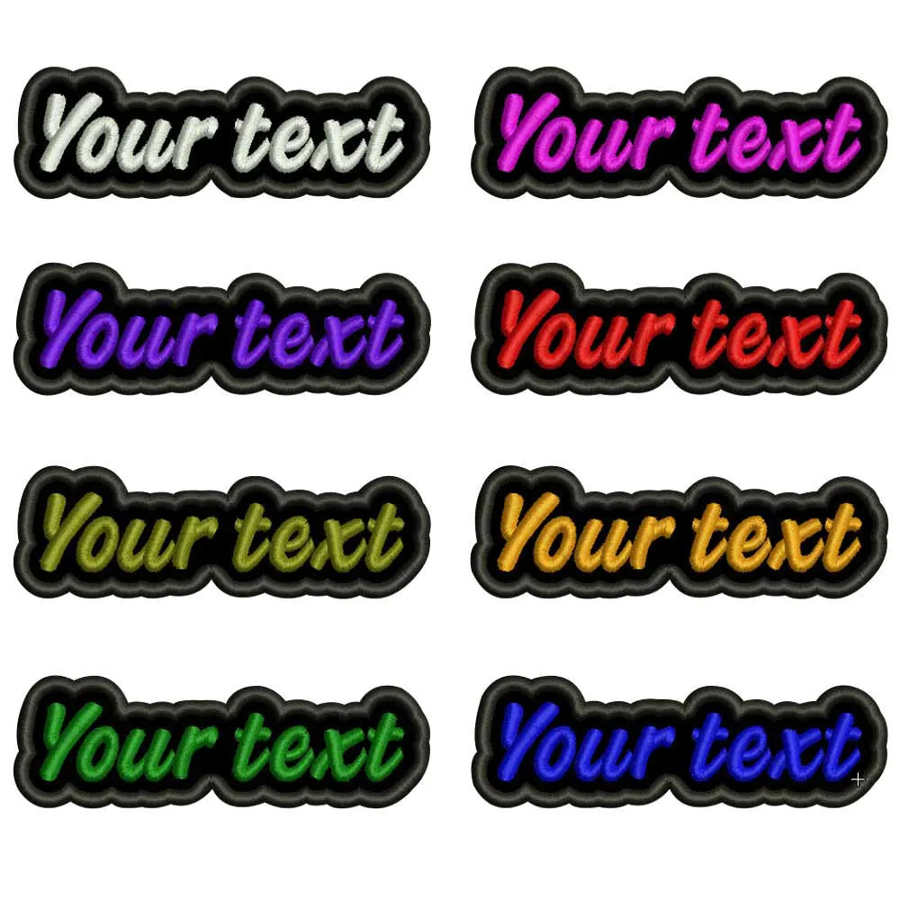 Custom Colorful Irregular Shape Embroidered Name Patch, Personalized Text Badge with Iron-On backing and Hook&Loop Backing