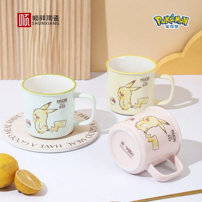 SHUNXIANG Pokémon Licensed Pikachu Ceramic Mugs Kawaii Pattern Breakfast Milk Cup Kids Coffee Cups Drinkware Gift