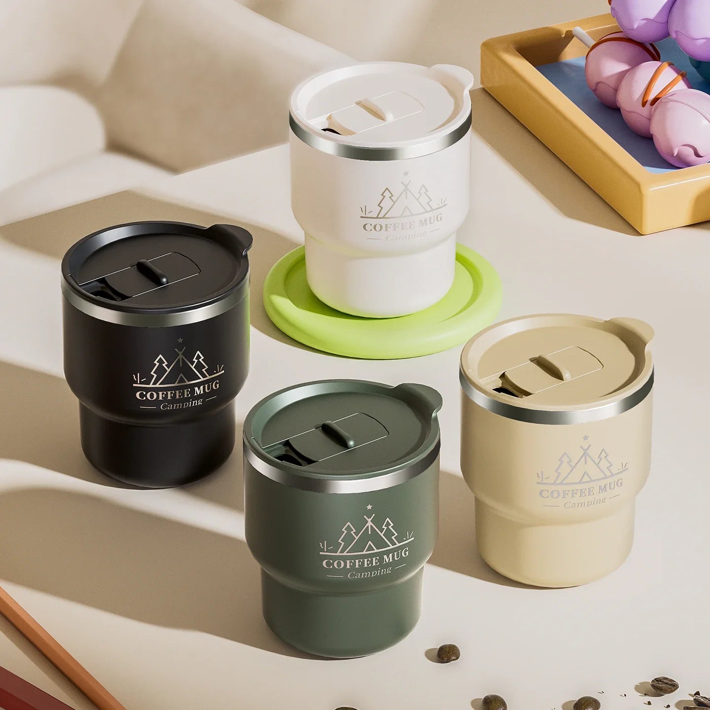 400ml 304 Stainless Steel Double Layer Thermal Cup, Insulated Water Mug for Office Milk Coffee, Student Portable Sealed Tumbler