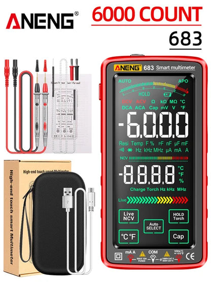 ANENG 683 Inteligentny Multimetr Akumulatorowy Wysokiej Klasy Dotykowy 6000 Zliczeń Multimetro Tester Multitester AC/DC Napięcie Prąd Narzędzie
