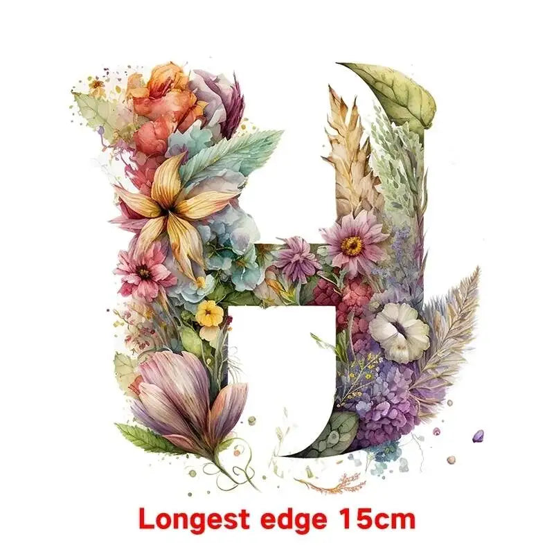 15cm Cartoon Flower Alphabet Heat Transfer Heat Press Printed Accessories PatchDIY children's clothing decoration sticker