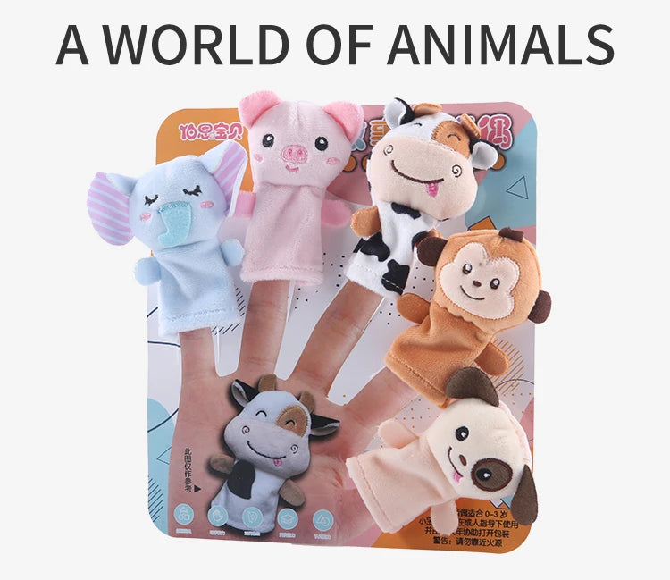 Children Animal Education Dolls Baby Finger Plush Doll kids Hand finger puppets Toy Teaching Aids Boys Girls tell story material