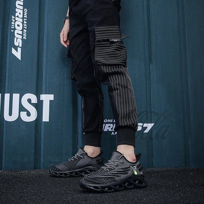 Men Sports Running Black Jogging Shoes Casual Sneakers Outdoor Breathable Mesh Women Light Shock-absorption Black Tennis